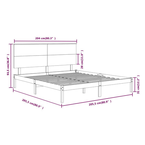 vidaXL Bed Frame without Mattress 200x200 cm Solid Wood Pine