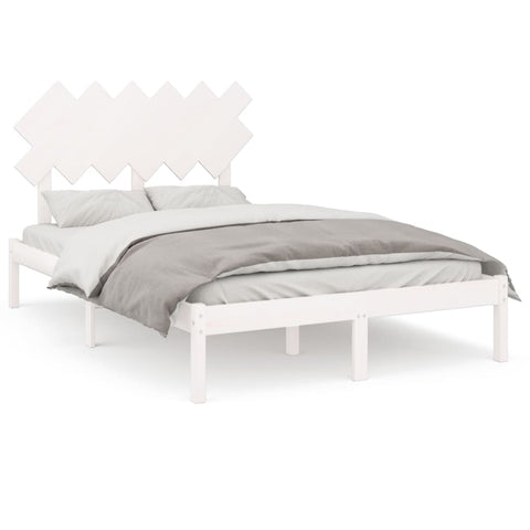 vidaXL Bed Frame without Mattress White 135x190 cm Double Solid Wood