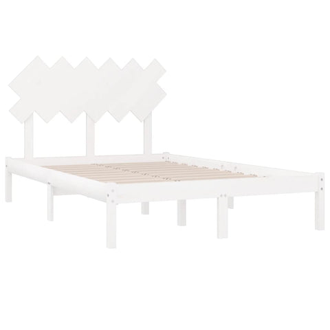 vidaXL Bed Frame without Mattress White 135x190 cm Double Solid Wood