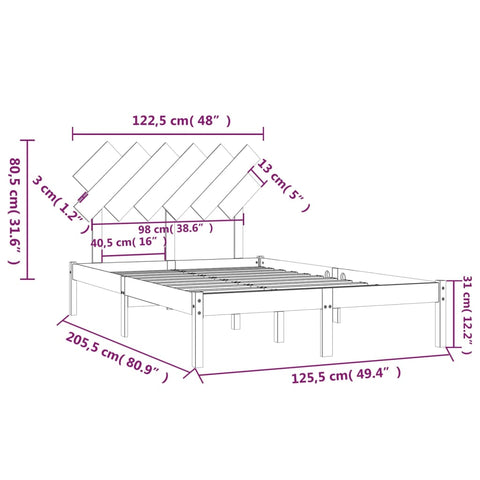 vidaXL Bed Frame without Mattress 120x200 cm Solid Wood
