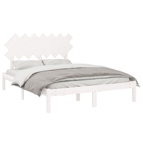 vidaXL Bed Frame without Mattress White 150x200 cm King Size King Size Solid Wood