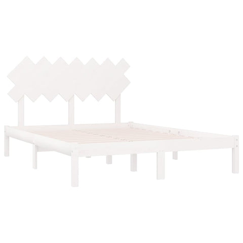 vidaXL Bed Frame without Mattress White 150x200 cm King Size King Size Solid Wood