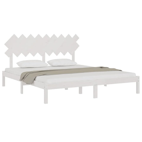 vidaXL Bed Frame without Mattress White 180x200 cm Super King Solid Wood