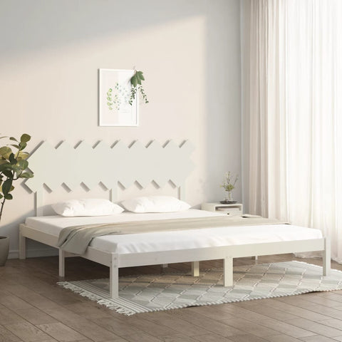 vidaXL Bed Frame without Mattress White 180x200 cm Super King Solid Wood