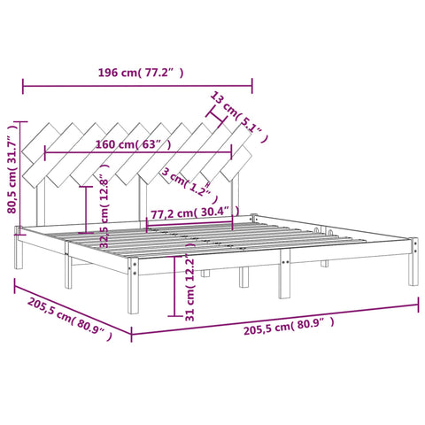 vidaXL Bed Frame without Mattress Honey Brown 200x200 cm Solid Wood