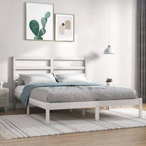 vidaXL Bed Frame without Mattress White 120x190 cm Small Double Solid Wood