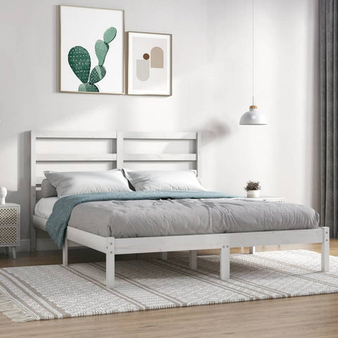 vidaXL Bed Frame without Mattress White 140x190 cm Solid Wood Pine