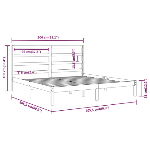 vidaXL Bed Frame without Mattress Honey Brown 200x200 cm Solid Wood Pine