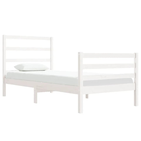 vidaXL Bed Frame without Mattress White Solid Wood Pine 90x190 cm Single Single