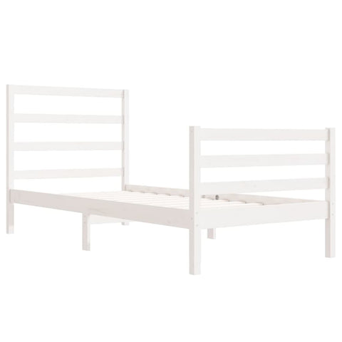 vidaXL Bed Frame without Mattress White Solid Wood Pine 90x190 cm Single Single