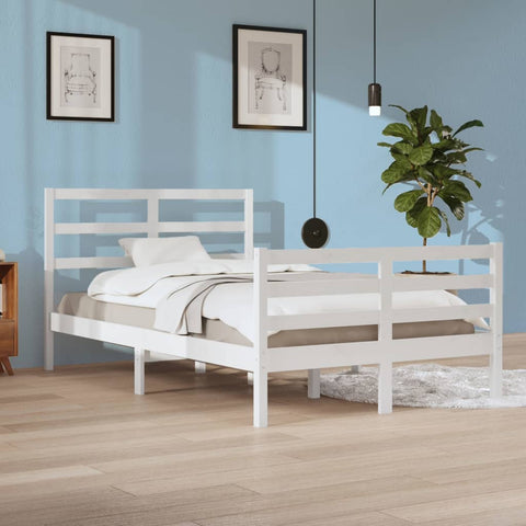 vidaXL Bed Frame without Mattress White Solid Wood Pine 120x200 cm