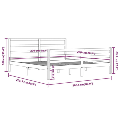vidaXL Bed Frame without Mattress Solid Wood Pine 200x200 cm