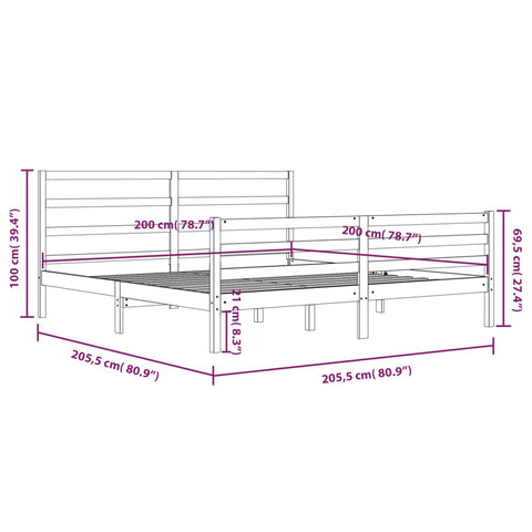 vidaXL Bed Frame without Mattress White Solid Wood Pine 200x200 cm