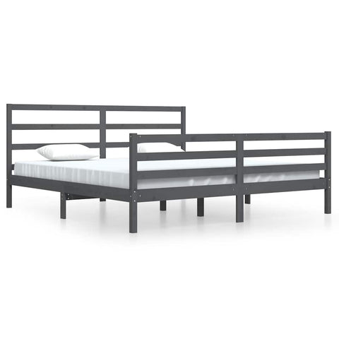 vidaXL Bed Frame without Mattress Grey Solid Wood Pine 200x200 cm