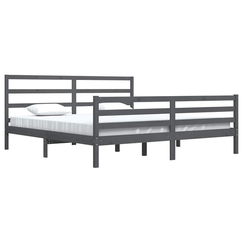 vidaXL Bed Frame without Mattress Grey Solid Wood Pine 200x200 cm