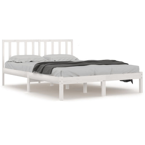 vidaXL Bed Frame without Mattress White Solid Wood Pine 200x200 cm