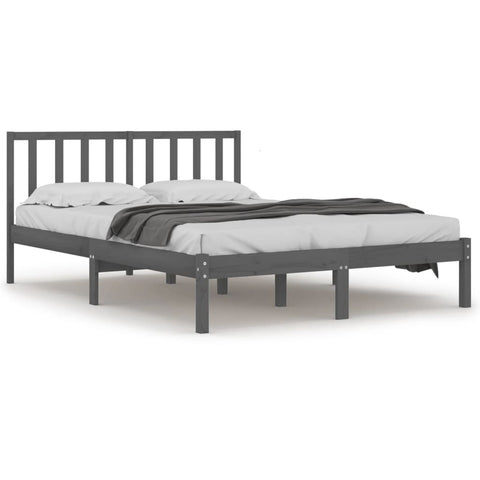 vidaXL Bed Frame without Mattress Grey Solid Wood Pine 200x200 cm