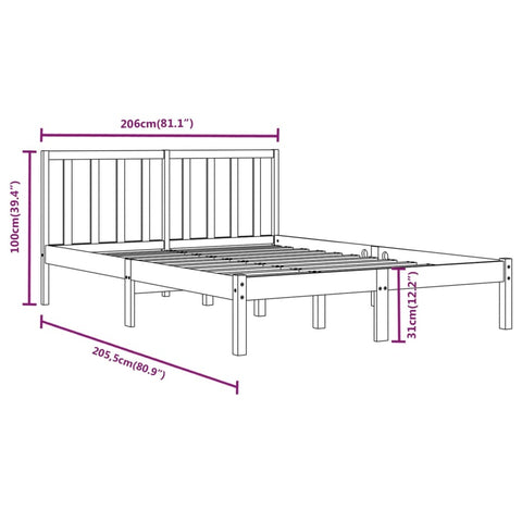 vidaXL Bed Frame without Mattress Honey Brown Solid Wood Pine 200x200 cm