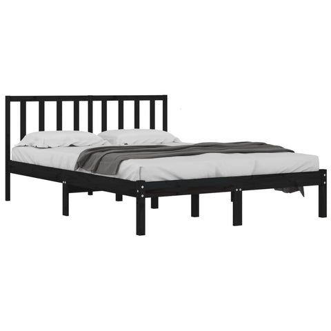 vidaXL Bed Frame without Mattress Black Solid Wood Pine 200x200 cm