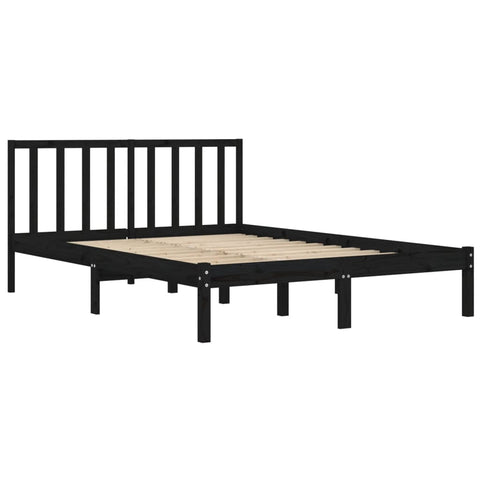 vidaXL Bed Frame without Mattress Black Solid Wood Pine 200x200 cm