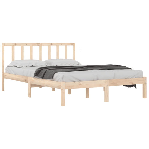 vidaXL Bed Frame without Mattress Solid Wood Pine 135x190 cm Double Double