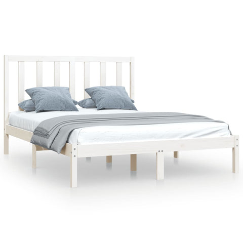 vidaXL Bed Frame without Mattress White Solid Wood Pine 140x190 cm