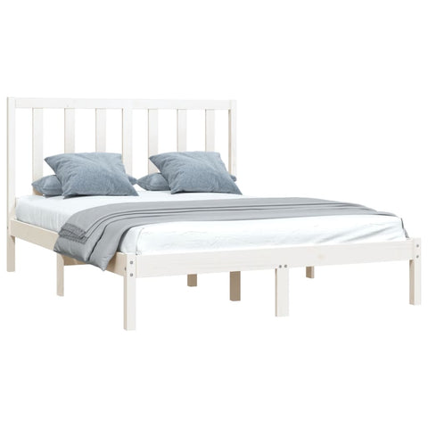 vidaXL Bed Frame without Mattress White Solid Wood Pine 140x190 cm