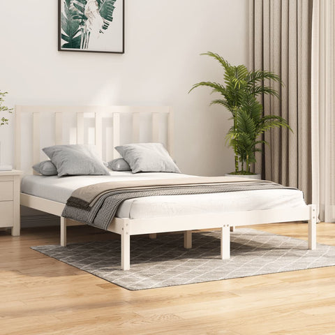vidaXL Bed Frame without Mattress White Solid Wood Pine 140x190 cm
