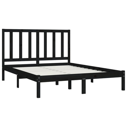 vidaXL Bed Frame without Mattress Black Solid Wood Pine 140x190 cm