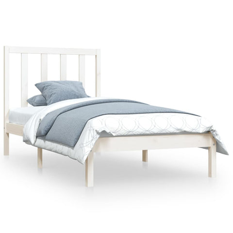 vidaXL Bed Frame without Mattress White Solid Wood Pine 100x200 cm