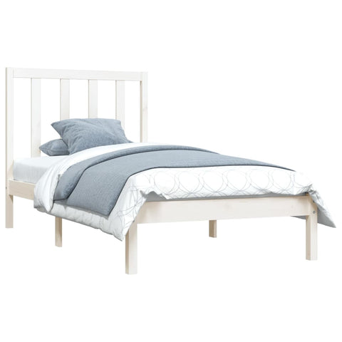 vidaXL Bed Frame without Mattress White Solid Wood Pine 100x200 cm