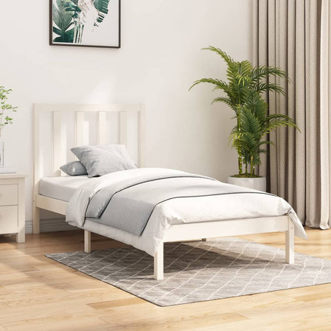 vidaXL Bed Frame without Mattress White Solid Wood Pine 100x200 cm