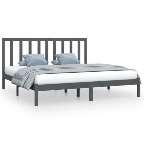vidaXL Bed Frame without Mattress Grey Solid Wood Pine 200x200 cm