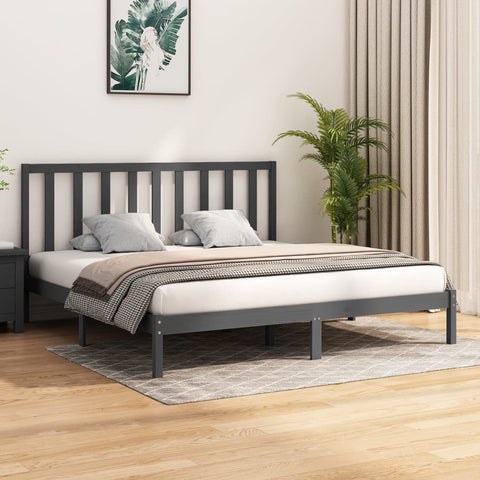 vidaXL Bed Frame without Mattress Grey Solid Wood Pine 200x200 cm