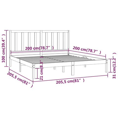 vidaXL Bed Frame without Mattress Honey Brown Solid Wood Pine 200x200 cm