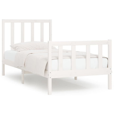 vidaXL Bed Frame without Mattress White 75x190 cm Small Single Solid Wood
