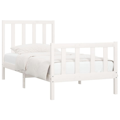vidaXL Bed Frame without Mattress White 75x190 cm Small Single Solid Wood