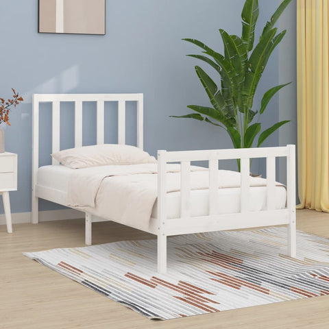 vidaXL Bed Frame without Mattress White 75x190 cm Small Single Solid Wood