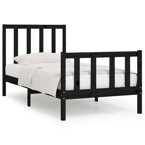vidaXL Bed Frame without Mattress Black 75x190 cm Small Single Solid Wood