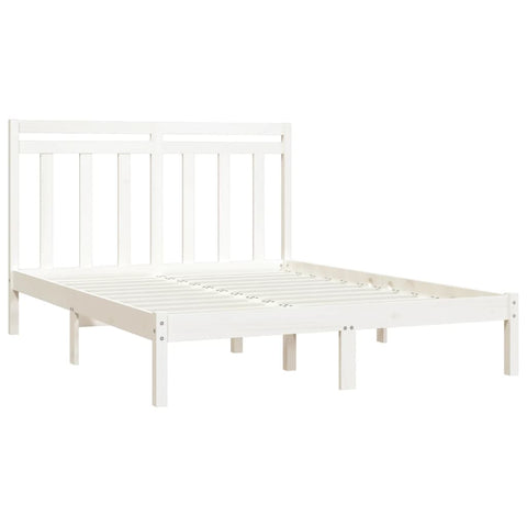 vidaXL Bed Frame without Mattress White 135x190 cm Double Solid Wood
