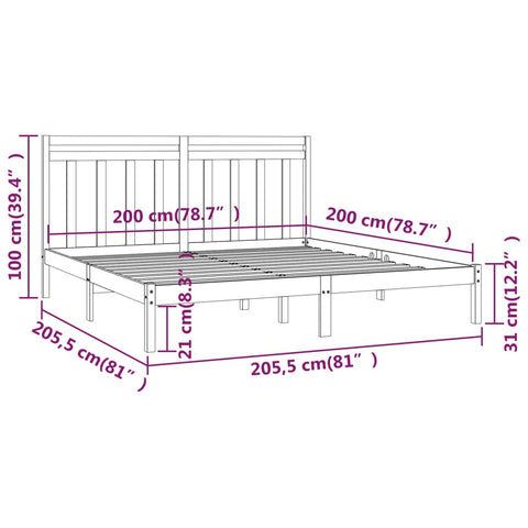 vidaXL Bed Frame without Mattress White 200x200 cm Solid Wood