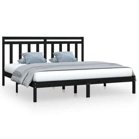 vidaXL Bed Frame without Mattress Black 200x200 cm Solid Wood
