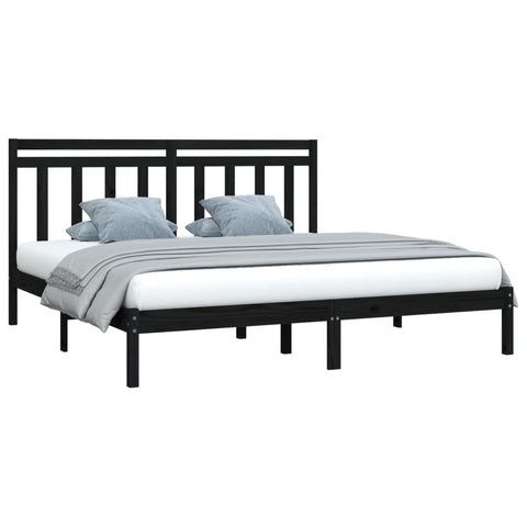 vidaXL Bed Frame without Mattress Black 200x200 cm Solid Wood