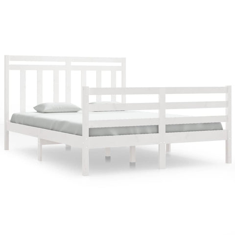 vidaXL Bed Frame without Mattress White 135x190 cm Double Solid Wood