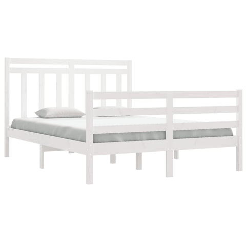 vidaXL Bed Frame without Mattress White 135x190 cm Double Solid Wood
