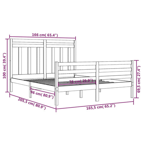 vidaXL Bed Frame without Mattress White 160x200 cm Solid Wood