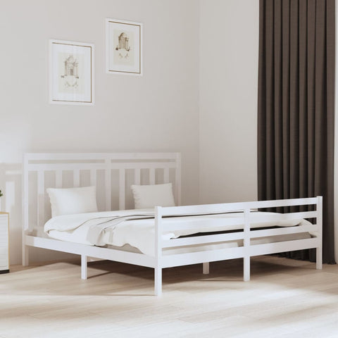 vidaXL Bed Frame without Mattress White 200x200 cm Solid Wood