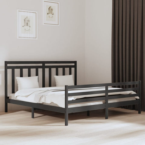 vidaXL Bed Frame without Mattress Grey 200x200 cm Solid Wood