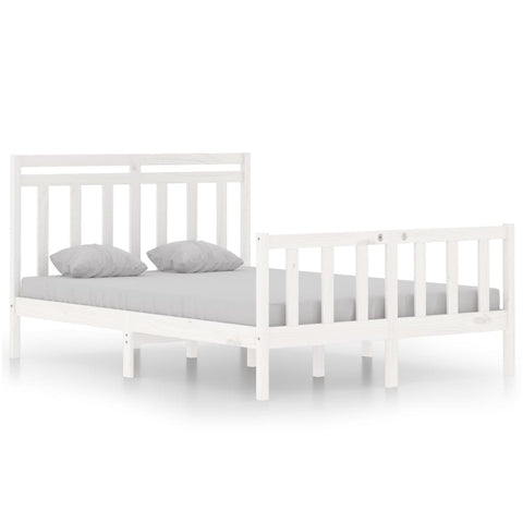 vidaXL Bed Frame without Mattress White 135x190 cm Double Solid Wood