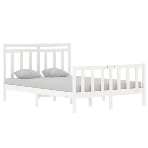vidaXL Bed Frame without Mattress White 135x190 cm Double Solid Wood